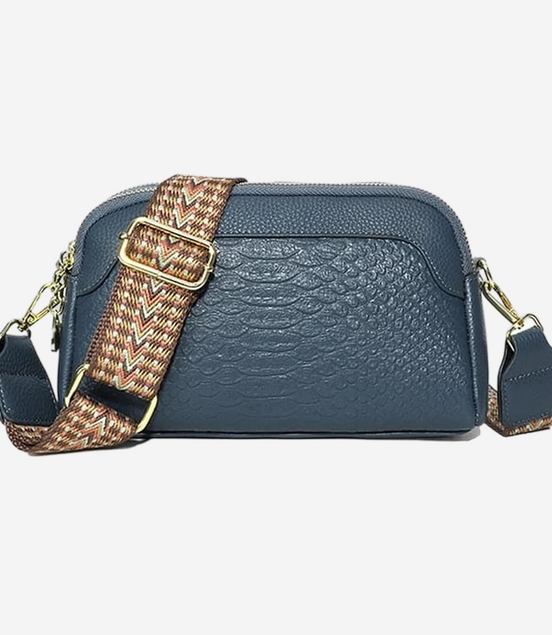 Léonie | Sac bandoulière élégant en cuir avec motif crocodile