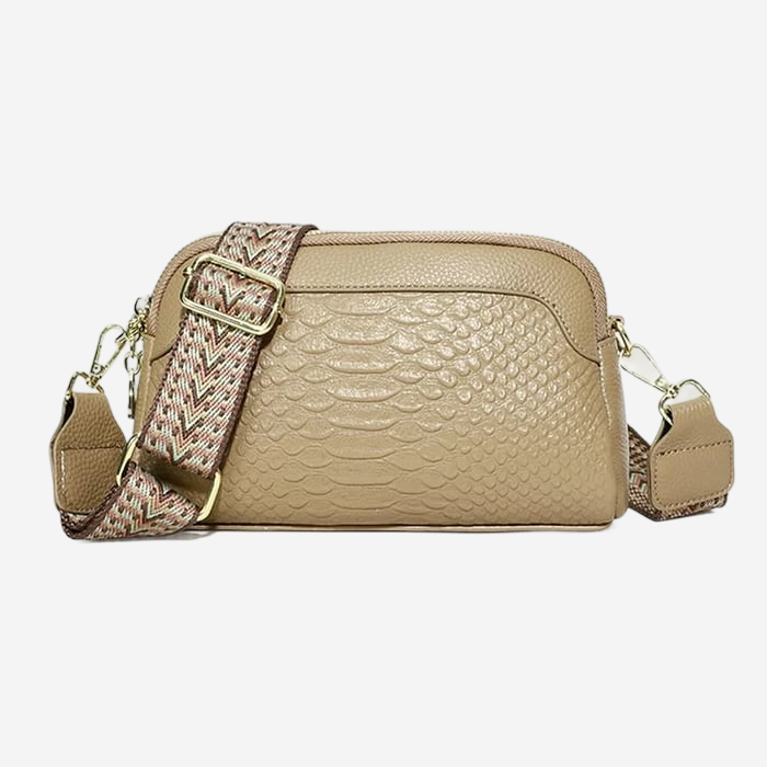 Léonie | Sac bandoulière élégant en cuir avec motif crocodile