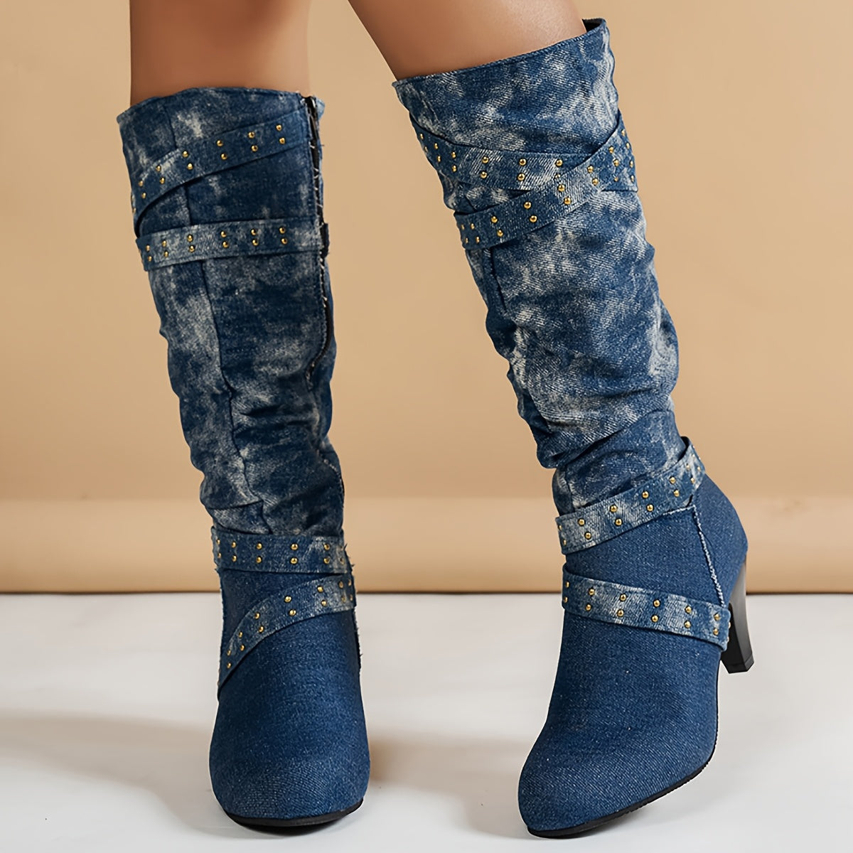 ANGÉLIQUE | ÉLÉGANCE EN DENIM BOTTES MONTANTES
