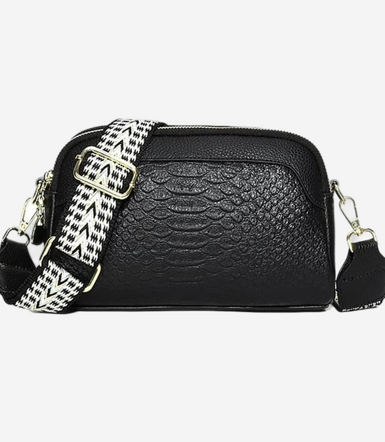 Léonie | Sac bandoulière élégant en cuir avec motif crocodile