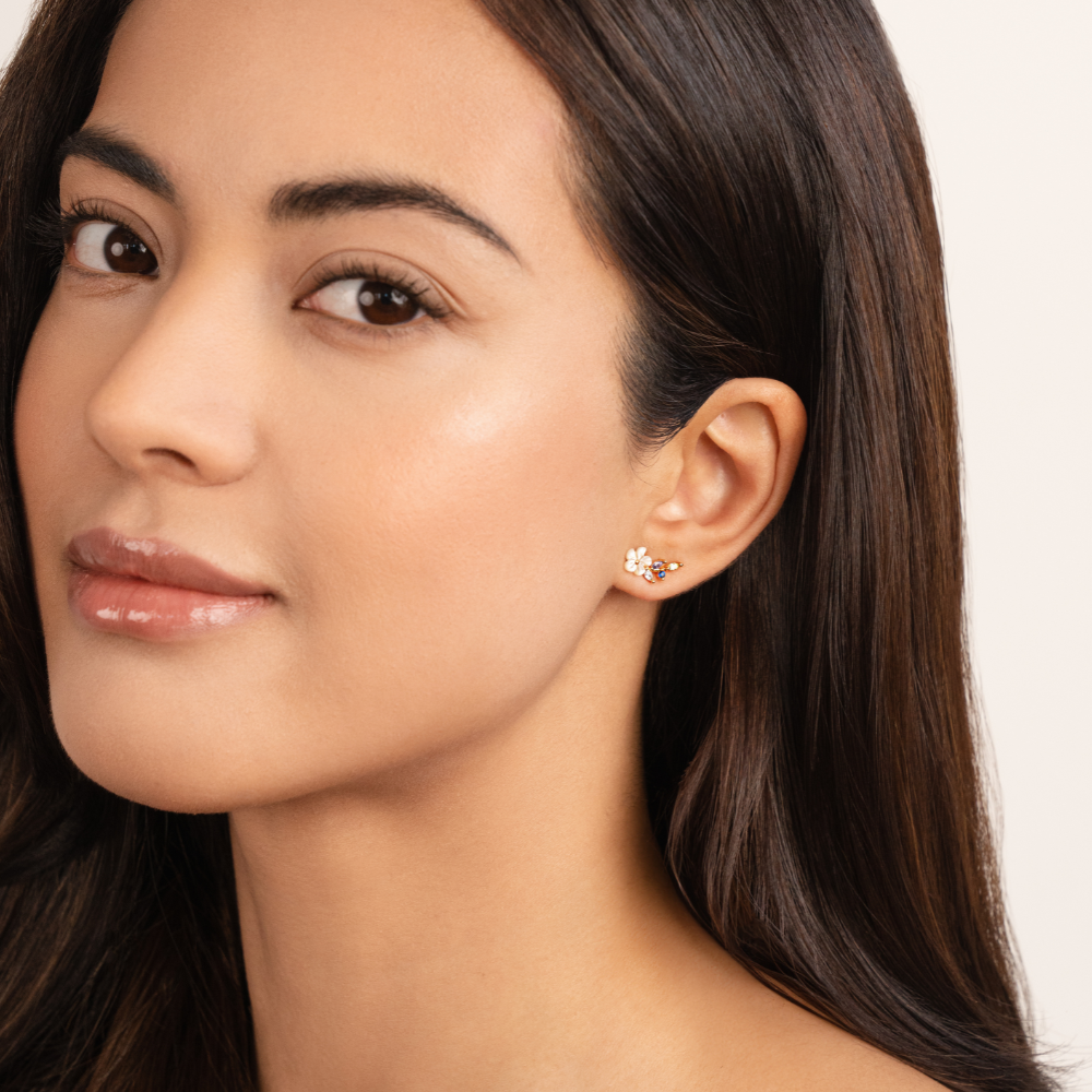 Léonie | Boucles d'oreilles Fleur Cristal Blanc