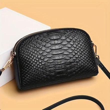 Léonie | Belle mini sac à bandoulière en simili cuir avec motif crocodile