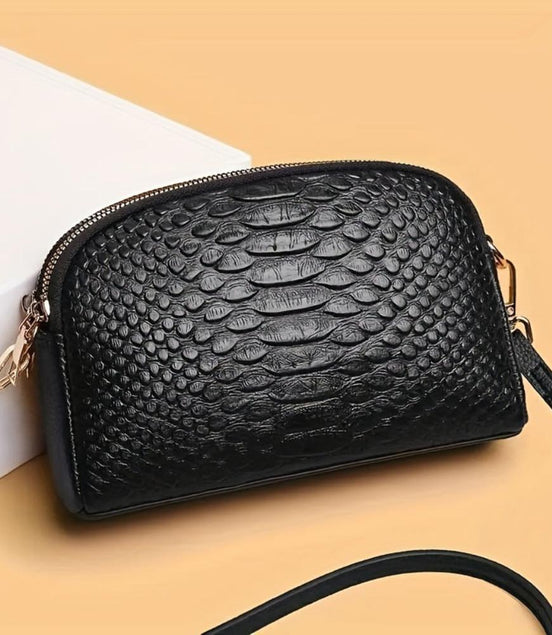 Léonie | Belle mini sac à bandoulière en simili cuir avec motif crocodile