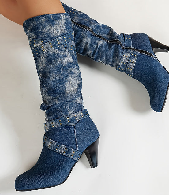 ANGÉLIQUE | ÉLÉGANCE EN DENIM BOTTES MONTANTES