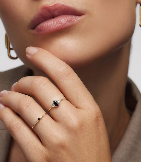 Léonie | Bague en or avec spinelles baguette