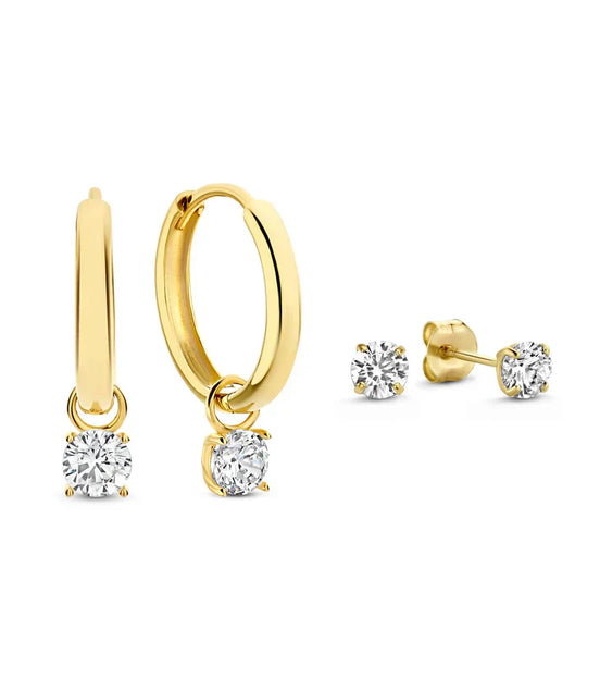 Léonie | Boucles d'oreilles en or avec pierre de lune