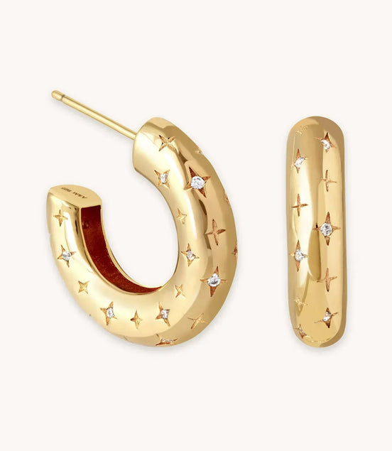 Léonie | Boucles d'oreilles créoles kosmiques en or