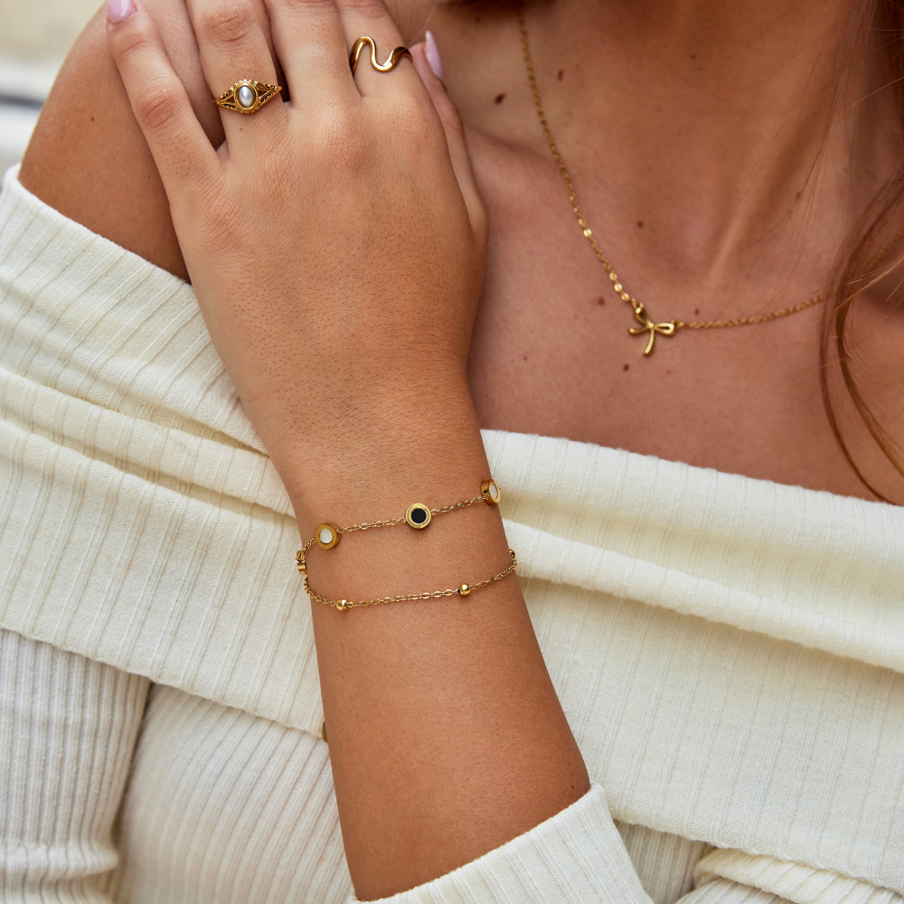 Léonie | Bracelet minéral Onyx & Vit