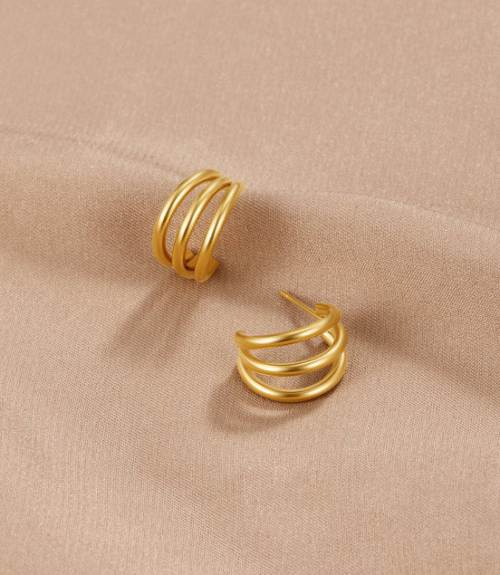 Léonie | Boucles d'oreilles en or triple