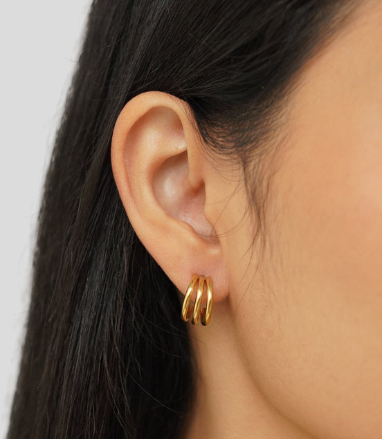 Léonie | Boucles d'oreilles en or triple