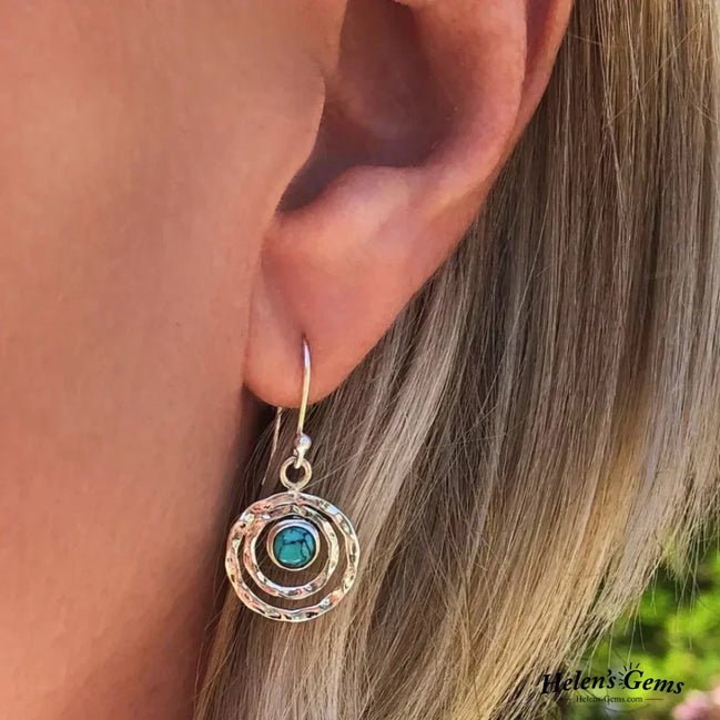 Léonie | Boucles d'oreilles Boho Saturne : Turquoise & Or