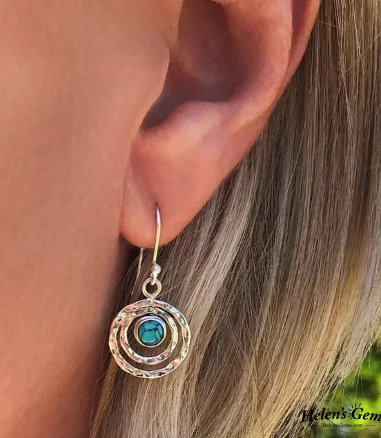 Léonie | Boucles d'oreilles Boho Saturne : Turquoise & Or