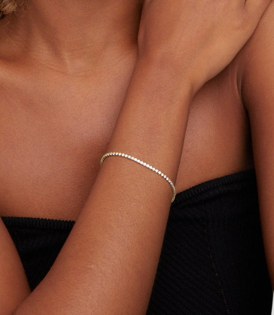 Léonie | Bracelet de Tennis en Or avec Maillon Classique