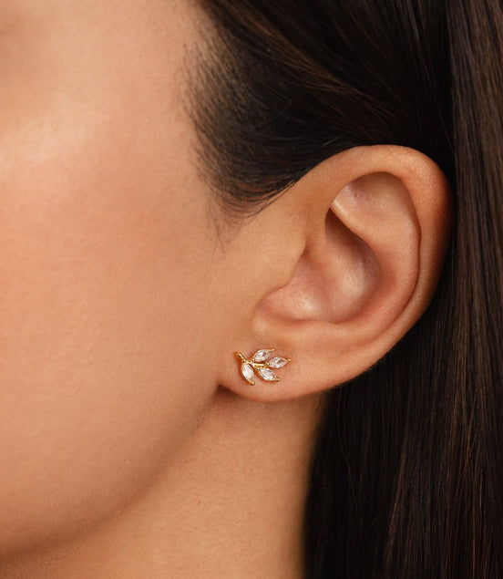 Léonie | Boucles d'oreilles Feuille Chic en Cristal
