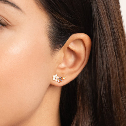 Léonie | Boucles d'oreilles Fleur Cristal Blanc