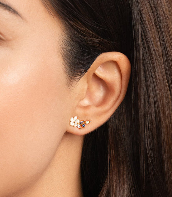 Léonie | Boucles d'oreilles Fleur Cristal Blanc