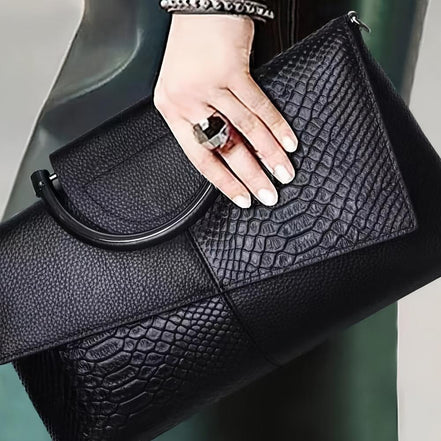 Léonie | Sac à main avec motif crocodile opulent
