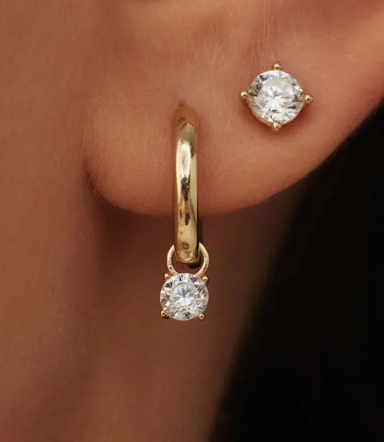 Léonie | Boucles d'oreilles créoles en pierre de lune dorées