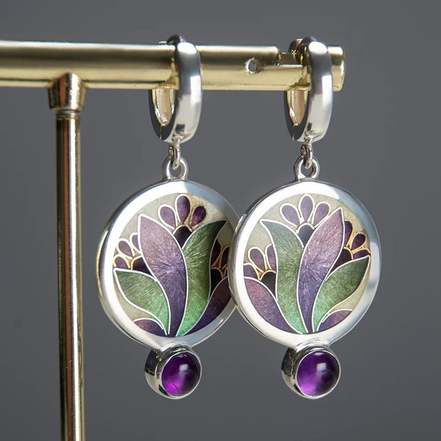 Léonie | Boucles d'oreilles Boho en cristal violet