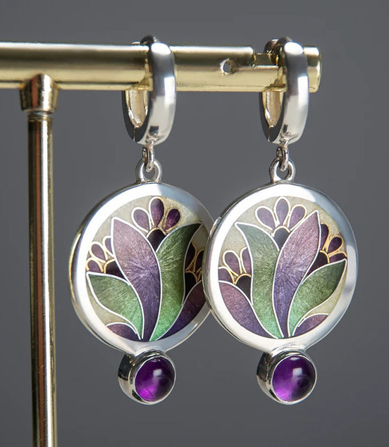 Léonie | Boucles d'oreilles Boho en cristal violet