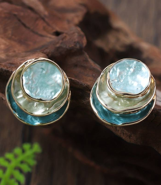 Léonie | Boucles d'oreilles rondes multi-couches artisanales vintage