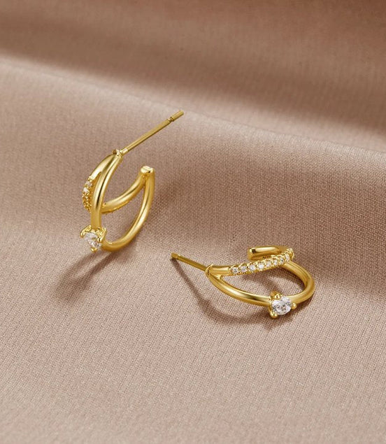 Léonie | Boucles d'oreilles en or avec cristaux Artie