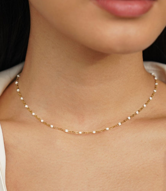 Léonie | Collier en Perles Blanches