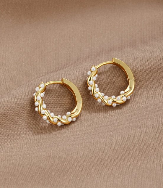 Léonie | Boucles d'oreilles créoles en perles dans des tons clairs