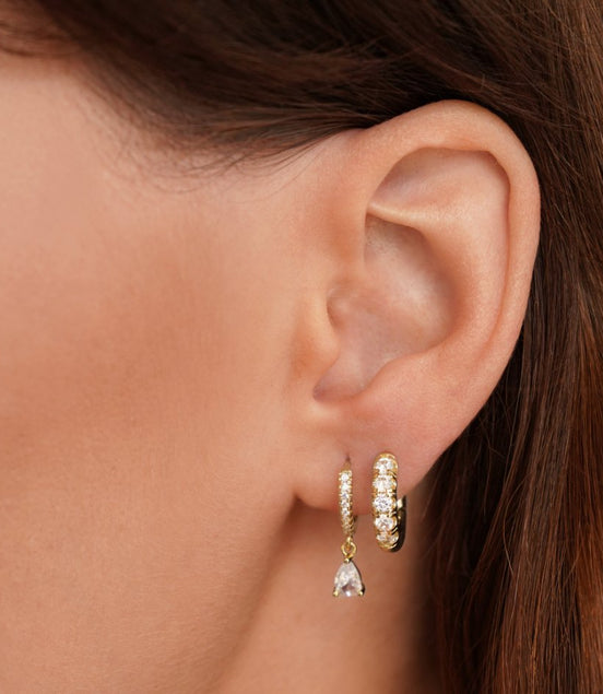 Léonie | Boucles d'oreilles en cristal doré premium
