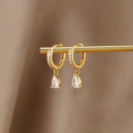 Léonie | Boucles d'oreilles en cristal doré premium
