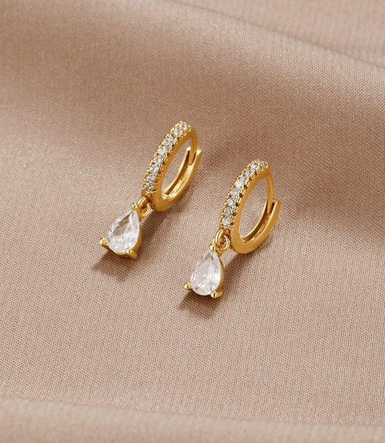 Léonie | Boucles d'oreilles en cristal doré premium